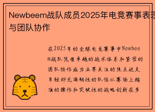Newbeem战队成员2025年电竞赛事表现与团队协作